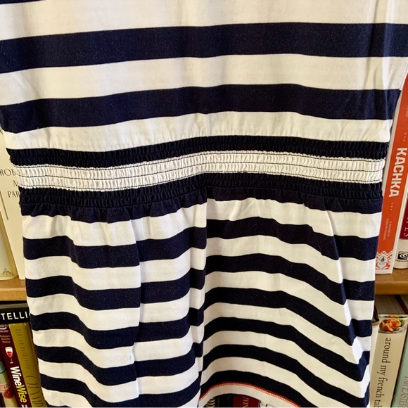 Hanna Andersson Blue White Striped Orange Flowers Drop Waist Cotton Dress 150 12 - Picture 5 of 8